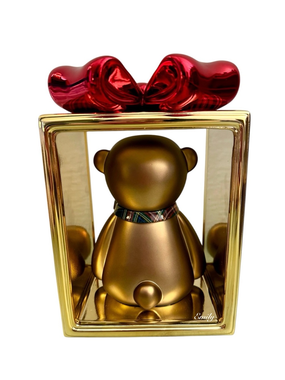 Bath & Body Works Gold TEDDY BEAR PRESENT Pedestal 3-Wick Candle Holder 🧸 - Picture 5 of 10
